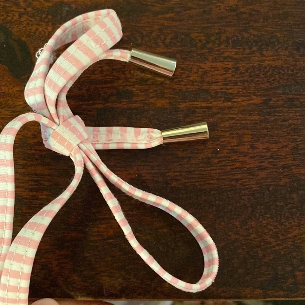 NWOT Blooming Jelly one-piece pink and white striped suit with lace and eyelet - Picture 3 of 7